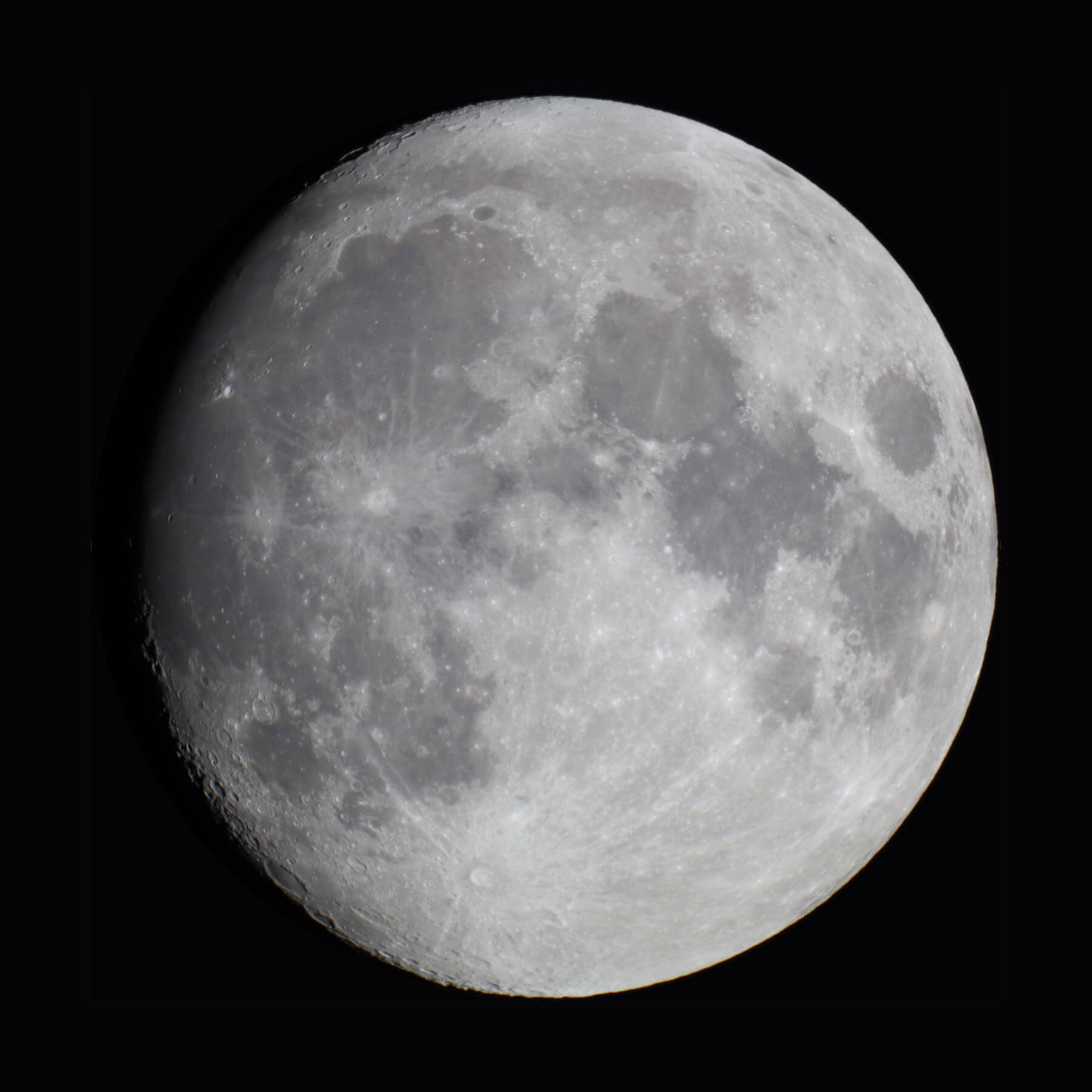 Waxing gibbous Moon, 93% illumination