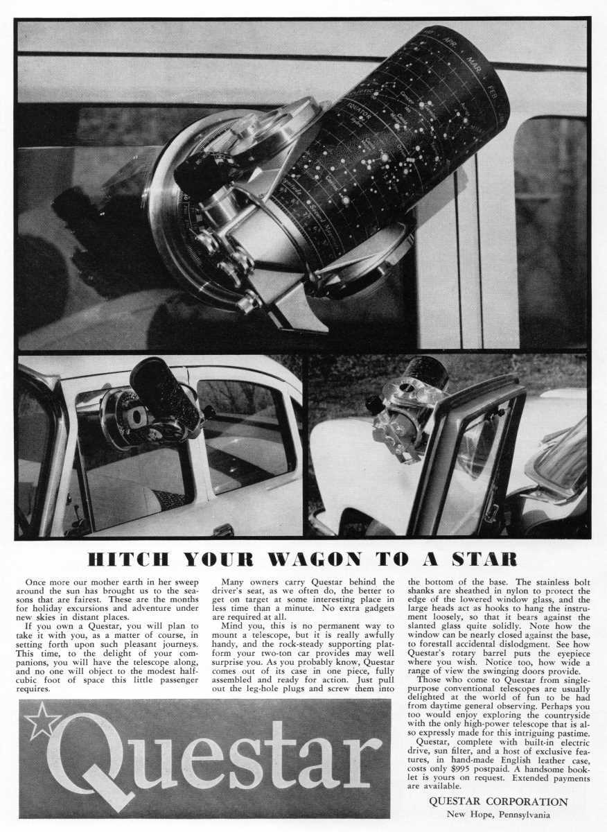 Questar advertisement, <em>Sky and Telescope</em>, April 1959