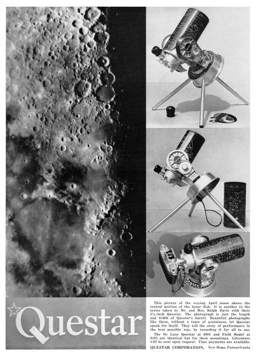 Questar advertisement, <em>Sky and Telescope</em>, June 1957