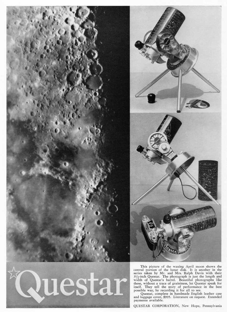 Questar advertisement, <em>Sky and Telescope</em>, October 1958