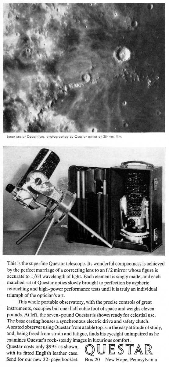 Questar advertisement, <em>Scientific American</em>, September 1962