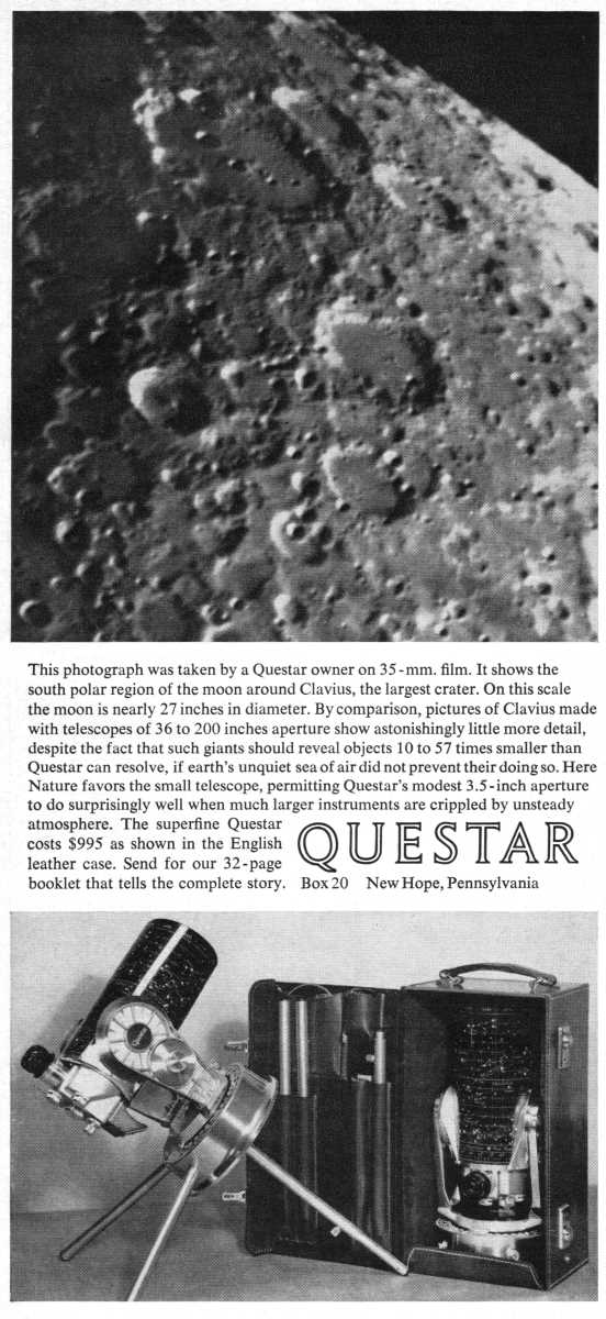 Questar advertisement, <em>Scientific American</em>, September 1961