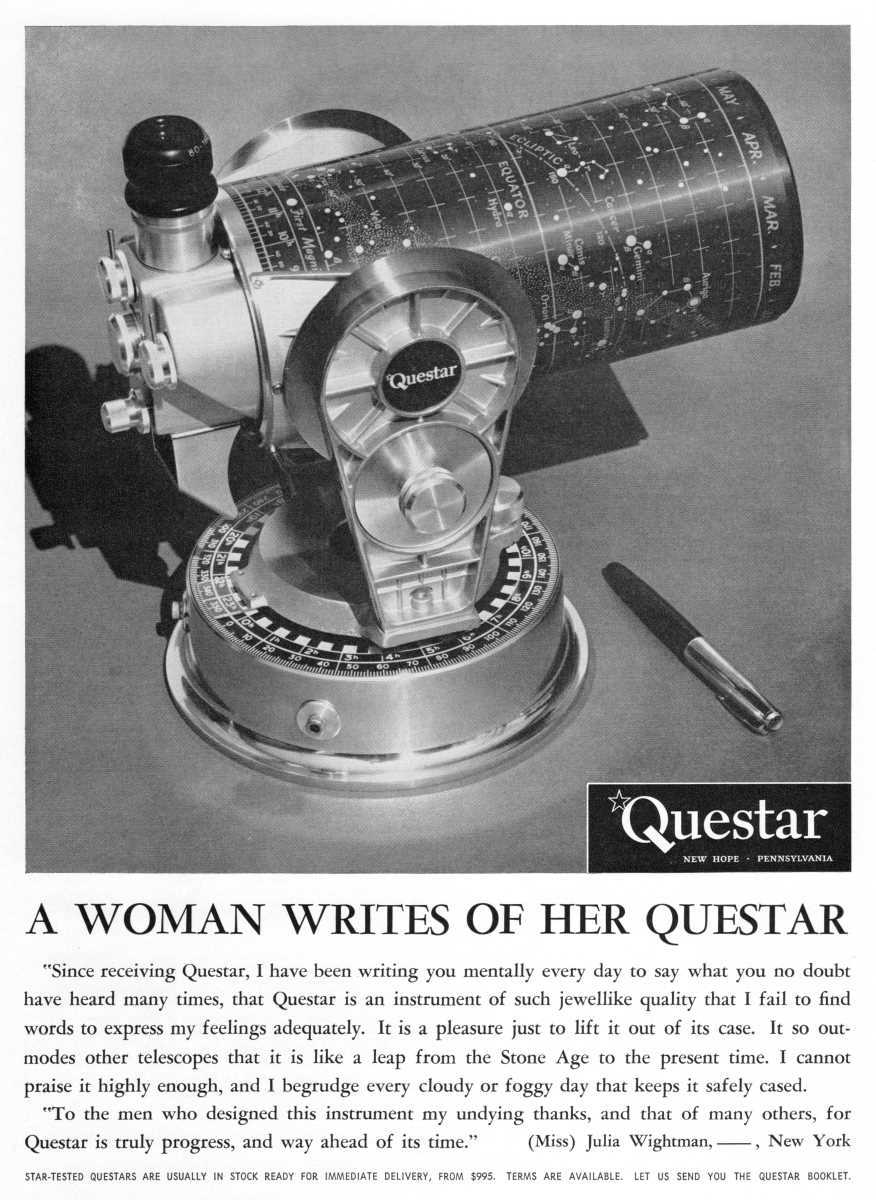 Questar advertisement, <em>Sky and Telescope</em>, October 1960