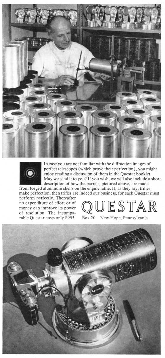 Questar advertisement, <em>Scientific American</em>, March 1962
