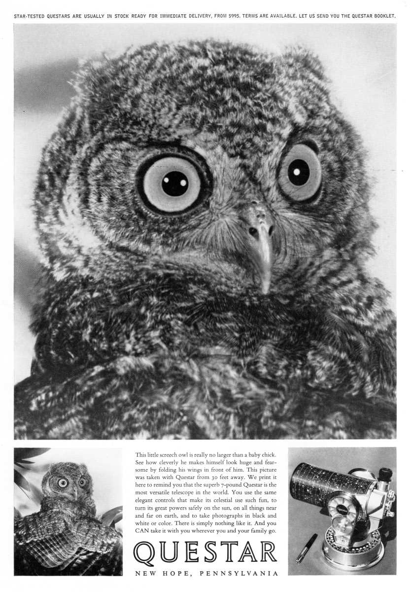 Questar advertisement, <em>Sky and Telescope</em>, March 1962