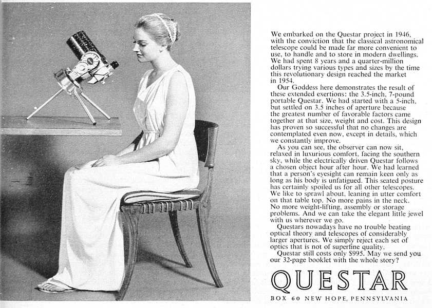 Questar advertisement, <em>Natural History</em>, May 1963