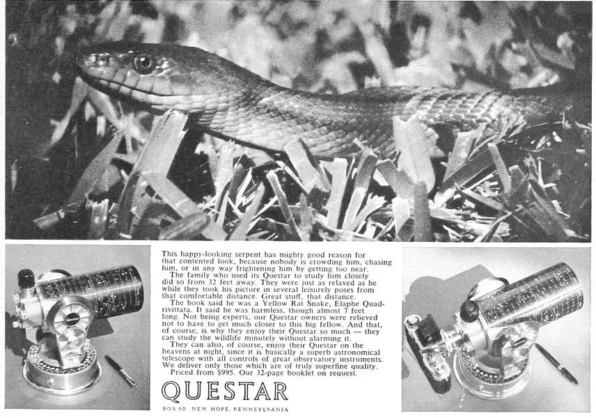 Questar advertisement, <em>Natural History</em>, December 1963