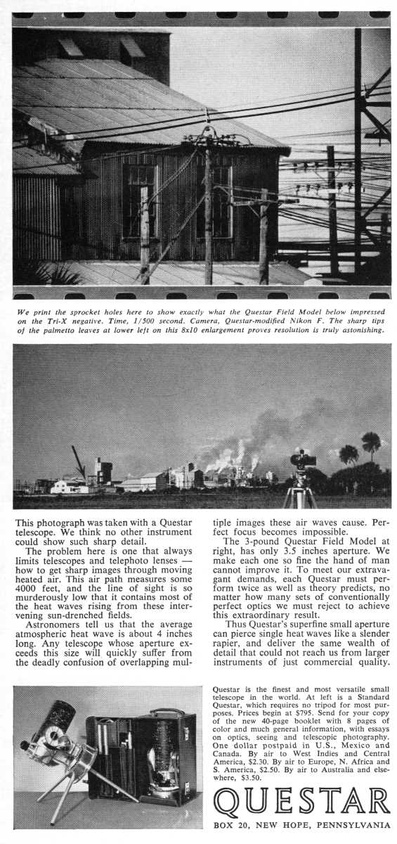 Questar advertisement, <em>Scientific American</em>, September 1965