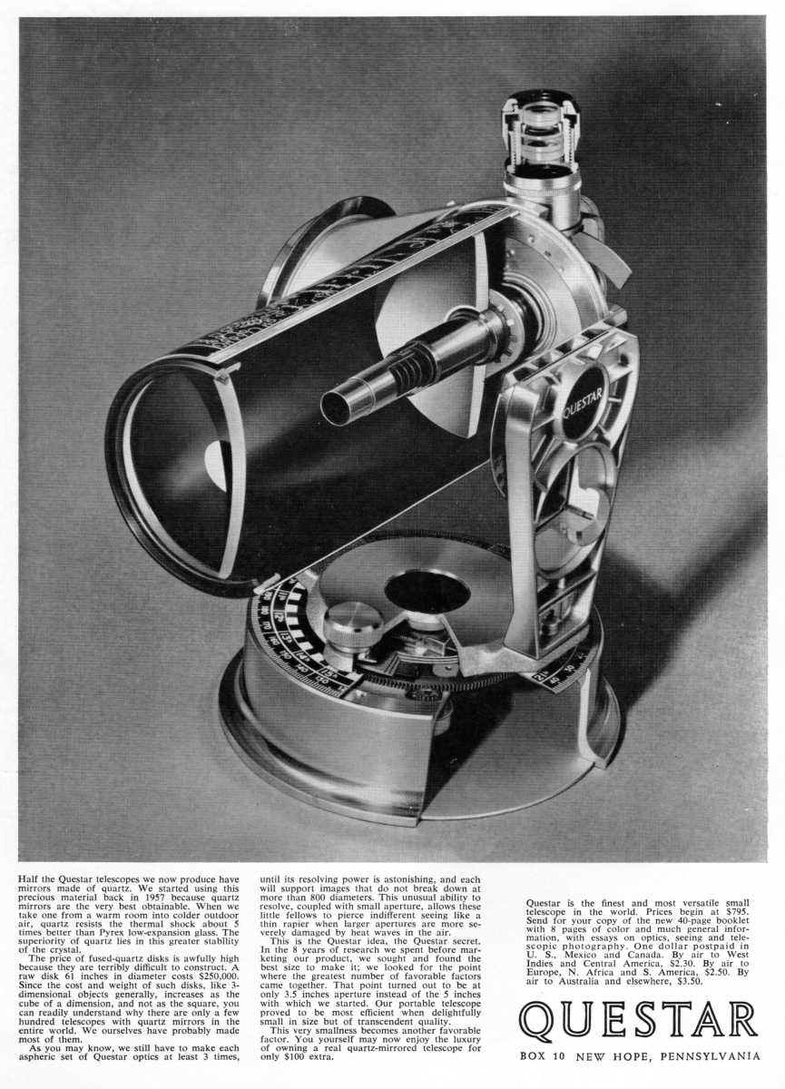 Questar advertisement, <em>Sky and Telescope</em>, February 1966