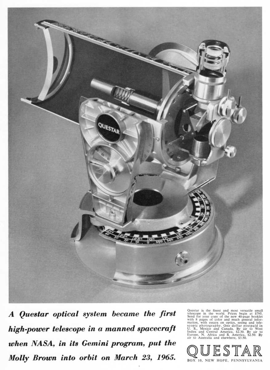 Questar advertisement, <em>Sky and Telescope</em>, June 1965