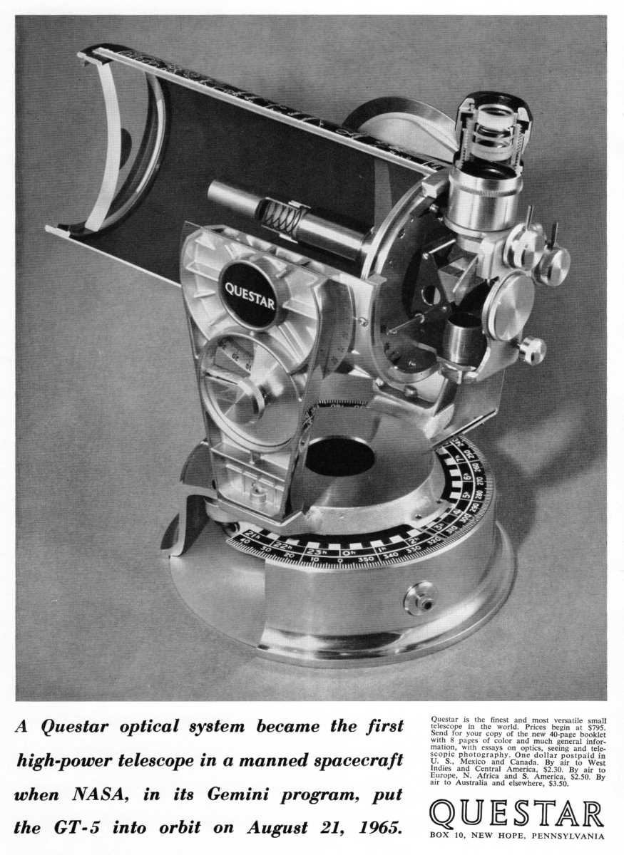 Questar advertisement, <em>Sky and Telescope</em>, January 1966