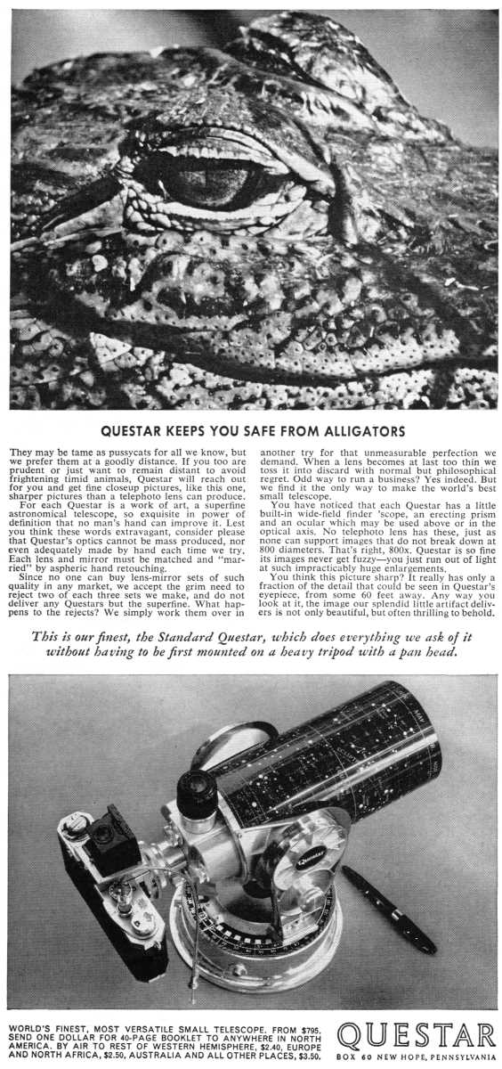 Questar advertisement, <em>Natural History</em>, November 1965