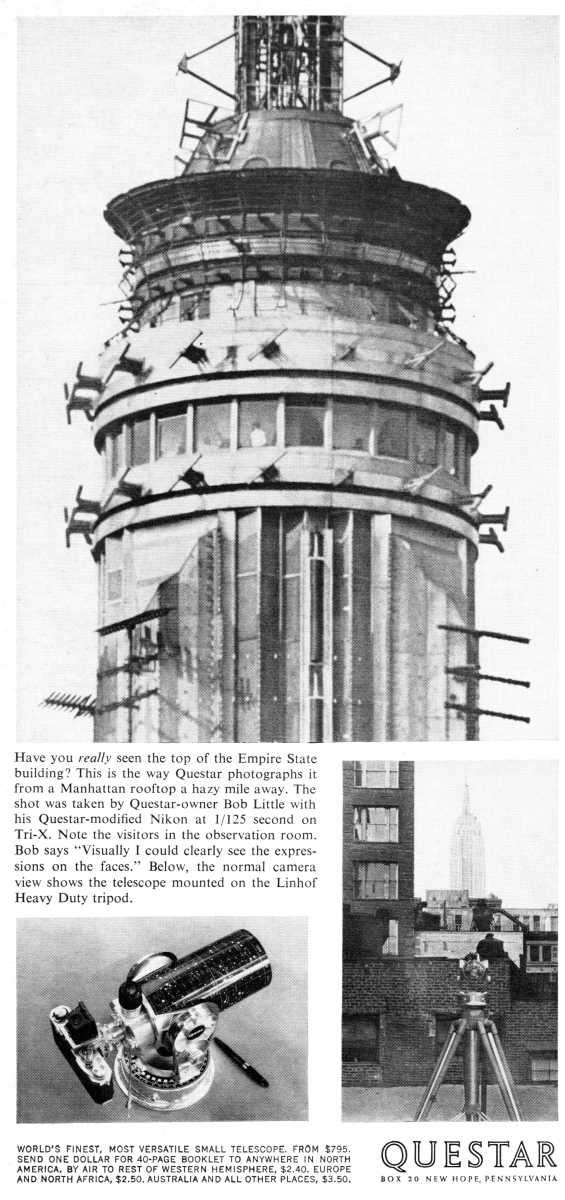 Questar advertisement, <em>Scientific American</em>, September 1966