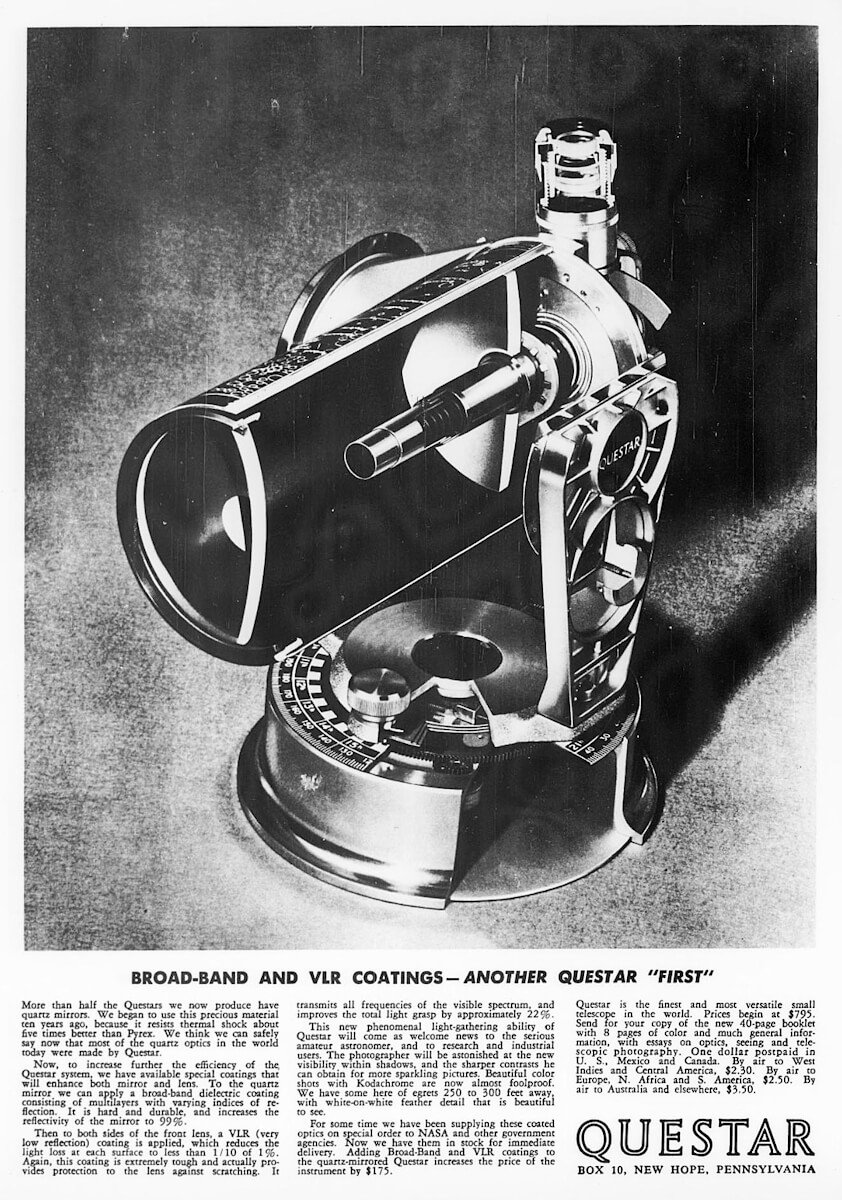 Questar advertisement, <em>Sky and Telescope</em>, March 1967