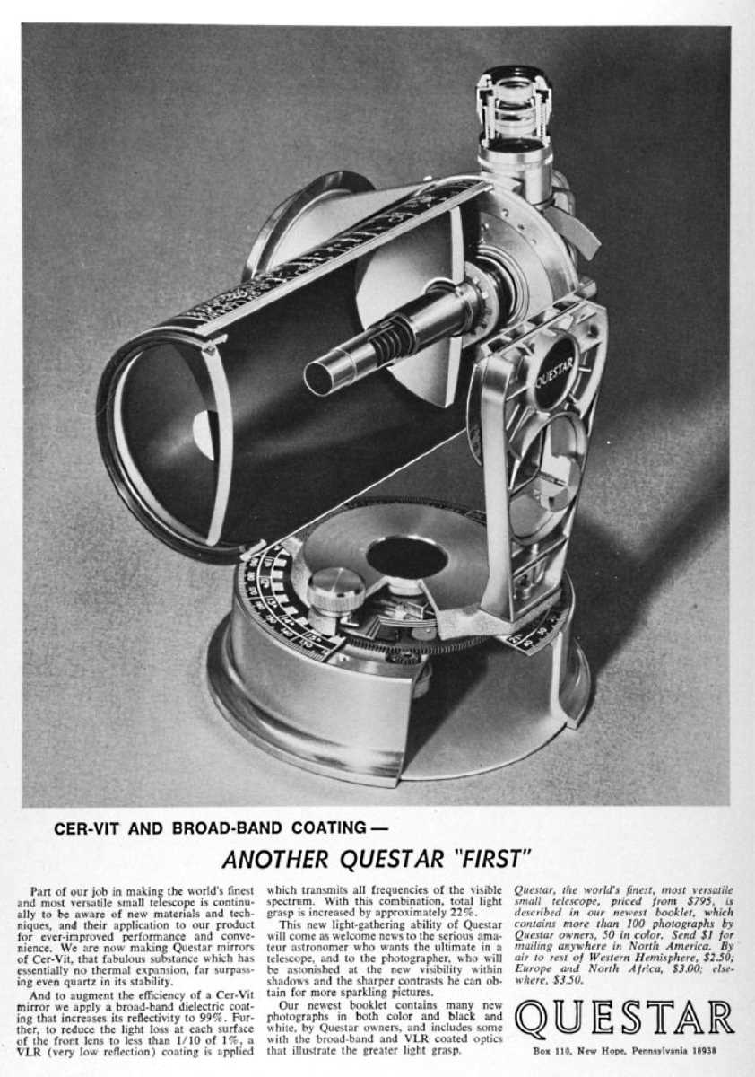 Questar advertisement, <em>Sky and Telescope</em>, April 1968