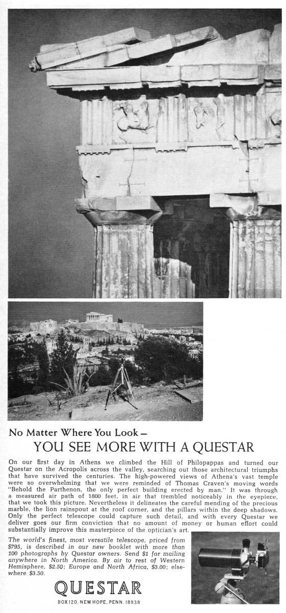 Questar advertisement, <em>Scientific American</em>, May 1968