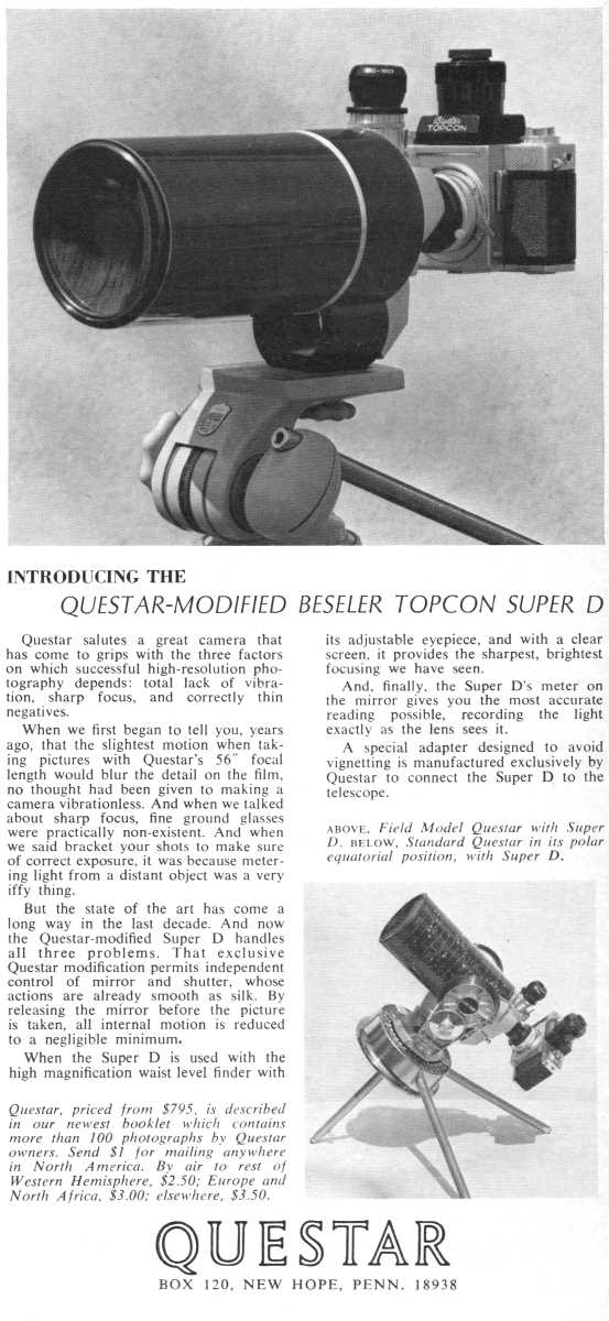Questar advertisement, <em>Scientific American</em>, September 1968