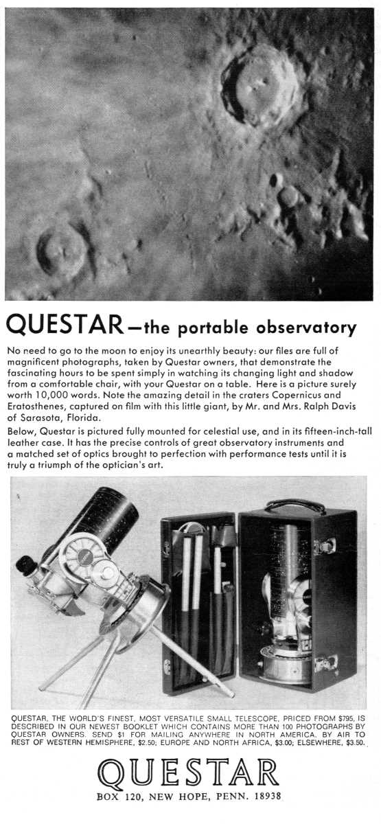 Questar advertisement, <em>Scientific American</em>, November 1969