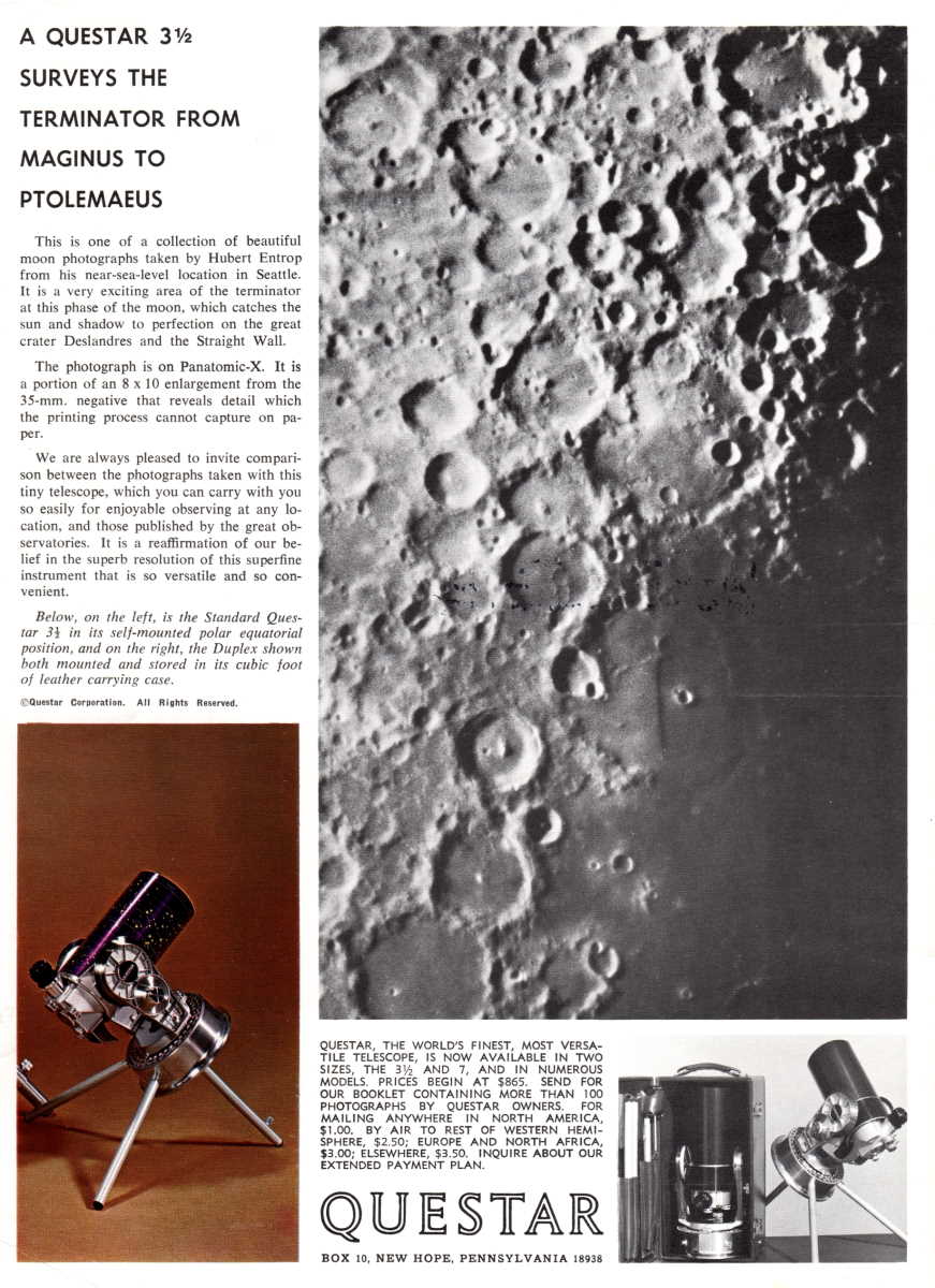 Questar advertisement, <em>Sky and Telescope</em>, February 1972