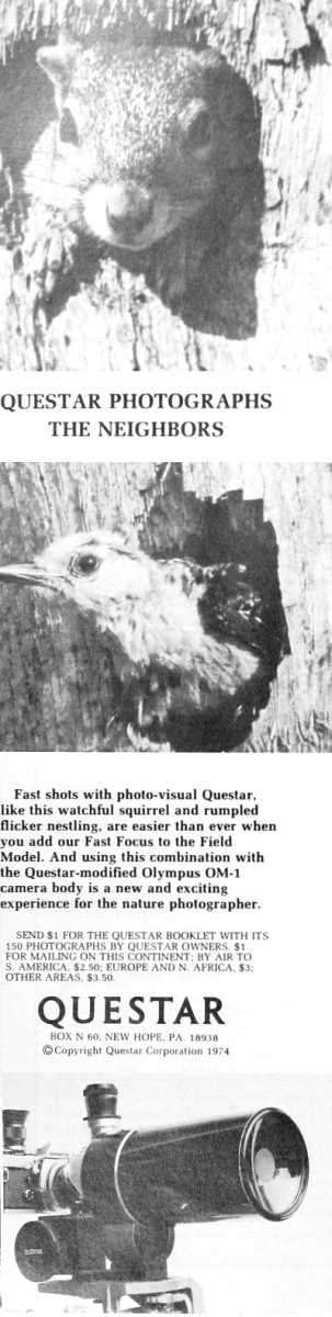 Questar advertisement, <em>Natural History</em>, October 1974