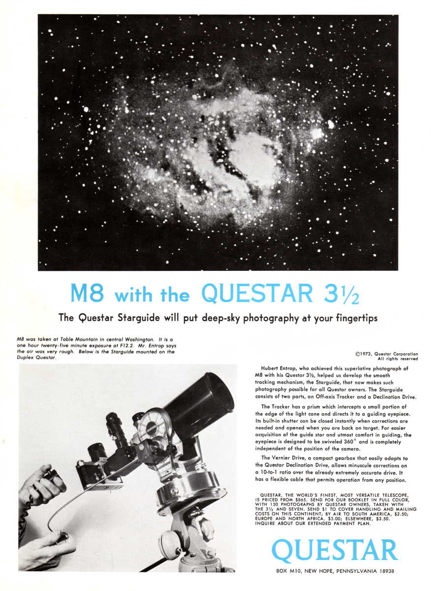Questar advertisement, <em>Sky and Telescope</em>, February 1975