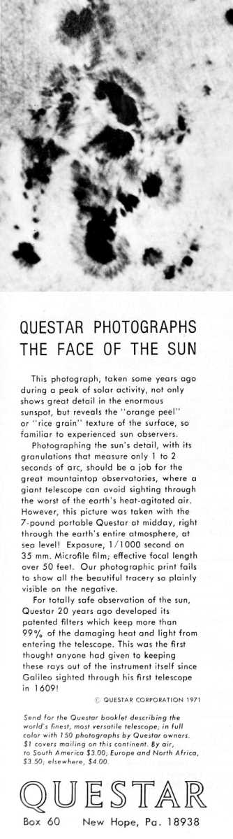 Questar advertisement, <em>Natural History</em>, April 1977