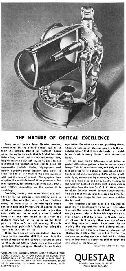 Questar advertisement, <em>Scientific American</em>, April 1978
