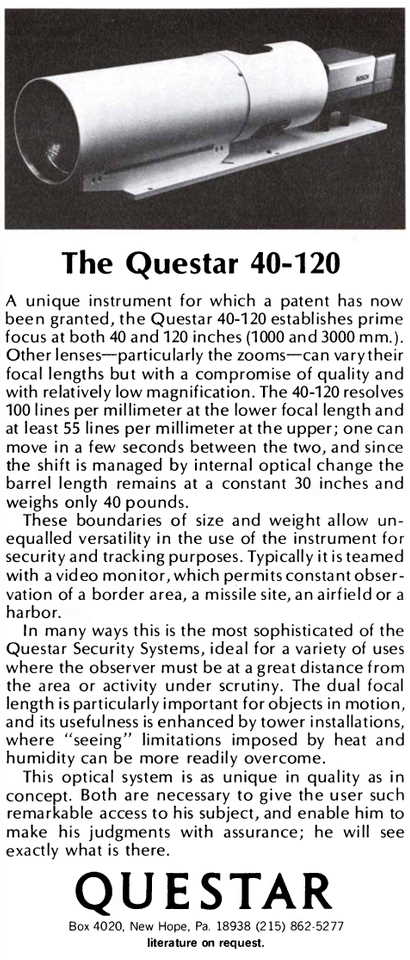 Questar advertisement, <em>Scientific American</em>, October 1980