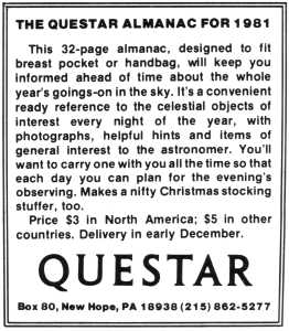 Questar advertisement, <em>Astronomy</em>, November 1980