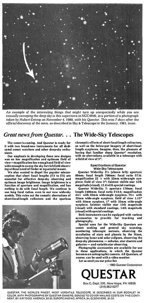 Questar advertisement, <em>Scientific American</em>, May 1984