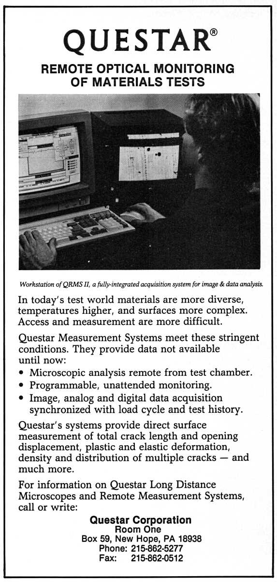 Questar advertisement, <em>Scientific American</em>, February 1991