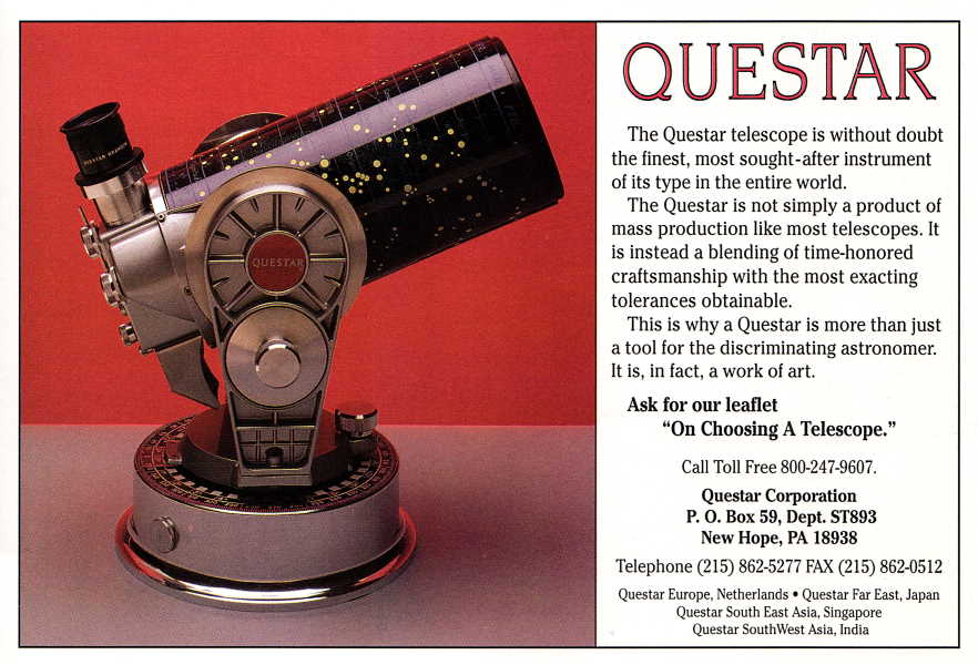 Questar advertisement, <em>Sky and Telescope</em>, August 1993