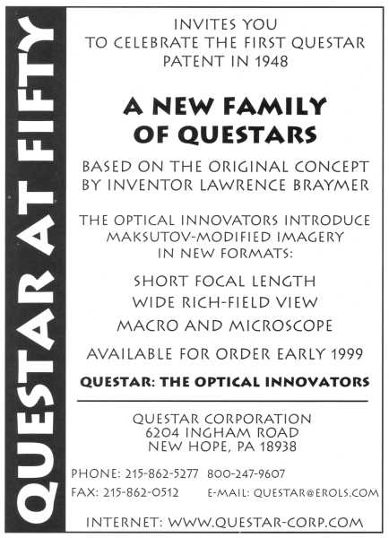 Questar advertisement, <em>Sky and Telescope</em>, December 1998