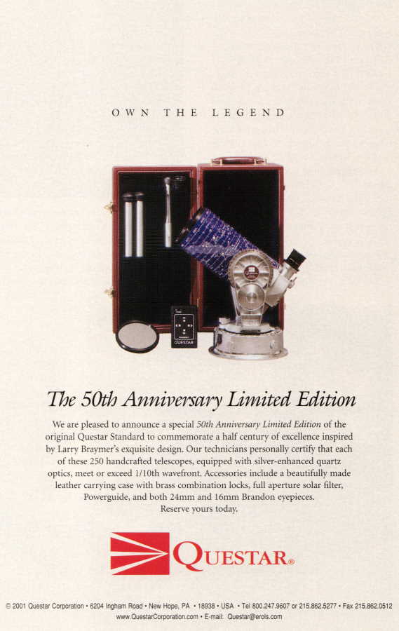 Questar advertisement, <em>Sky and Telescope</em>, September 2001
