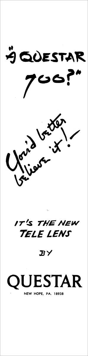 Questar advertisement, <em>Modern Photography</em>, August 1976