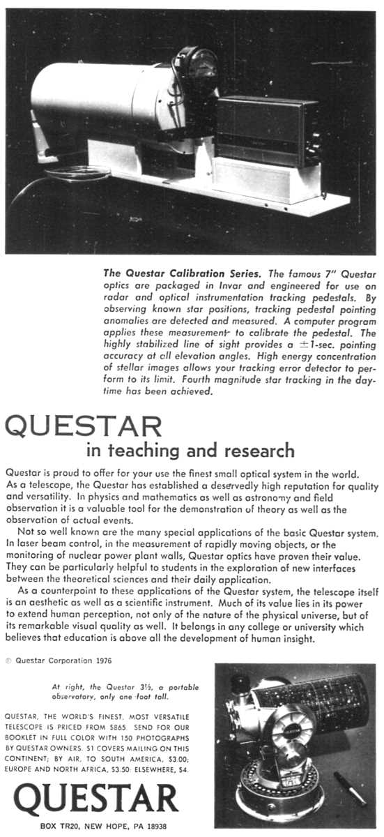 Questar advertisement, <em>Science 80</em>, March-April 1980