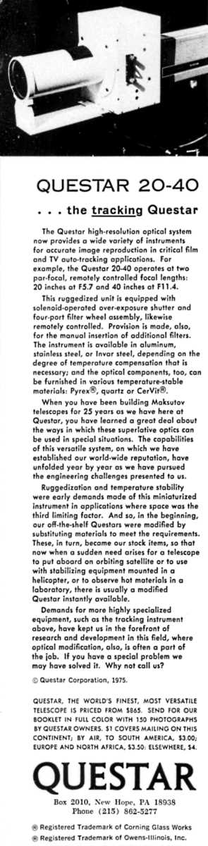 Questar advertisement, <em>Industrial Research</em>, April 1976