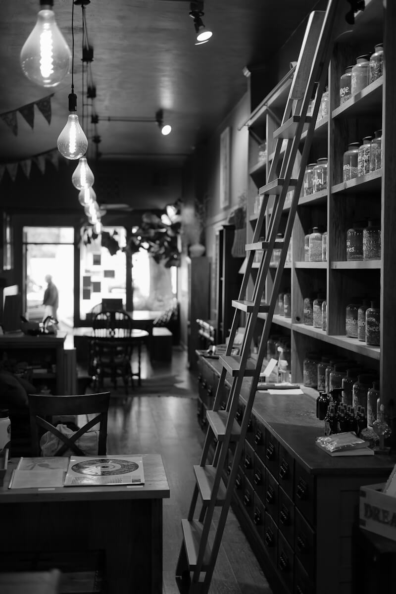 Inside a shop